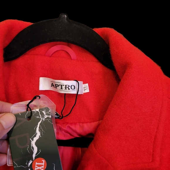 NWT Red Wool Coat xl Double Breasted Pea Coat - Picture 5 of 16